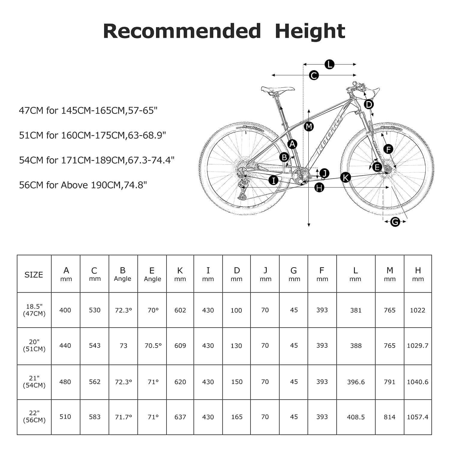 56cm bike size clearance chart