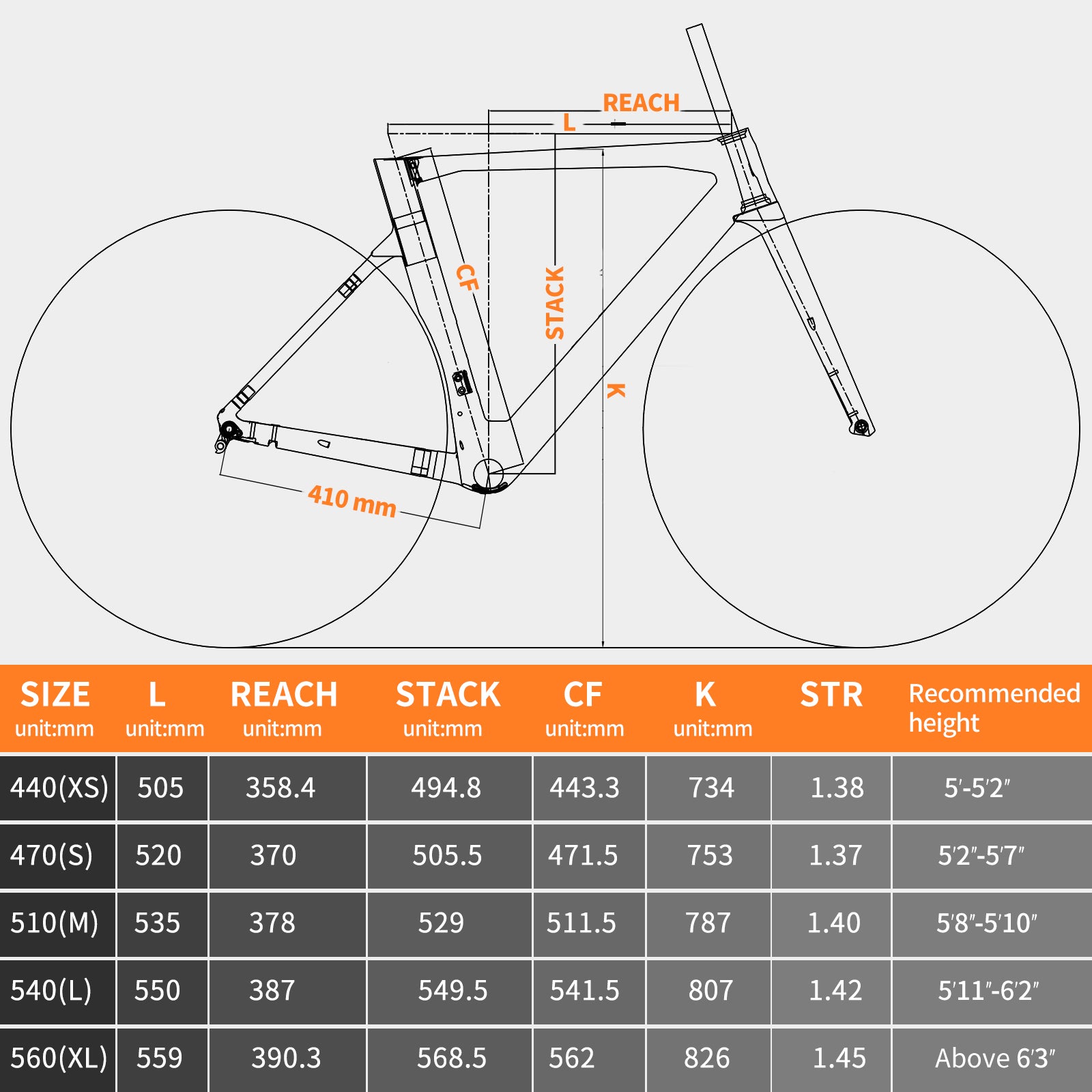 KOOTU Rider 5.1 Size Chart