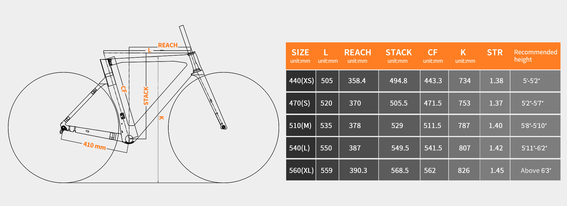 KOOTU Rider 5.1 Size Chart